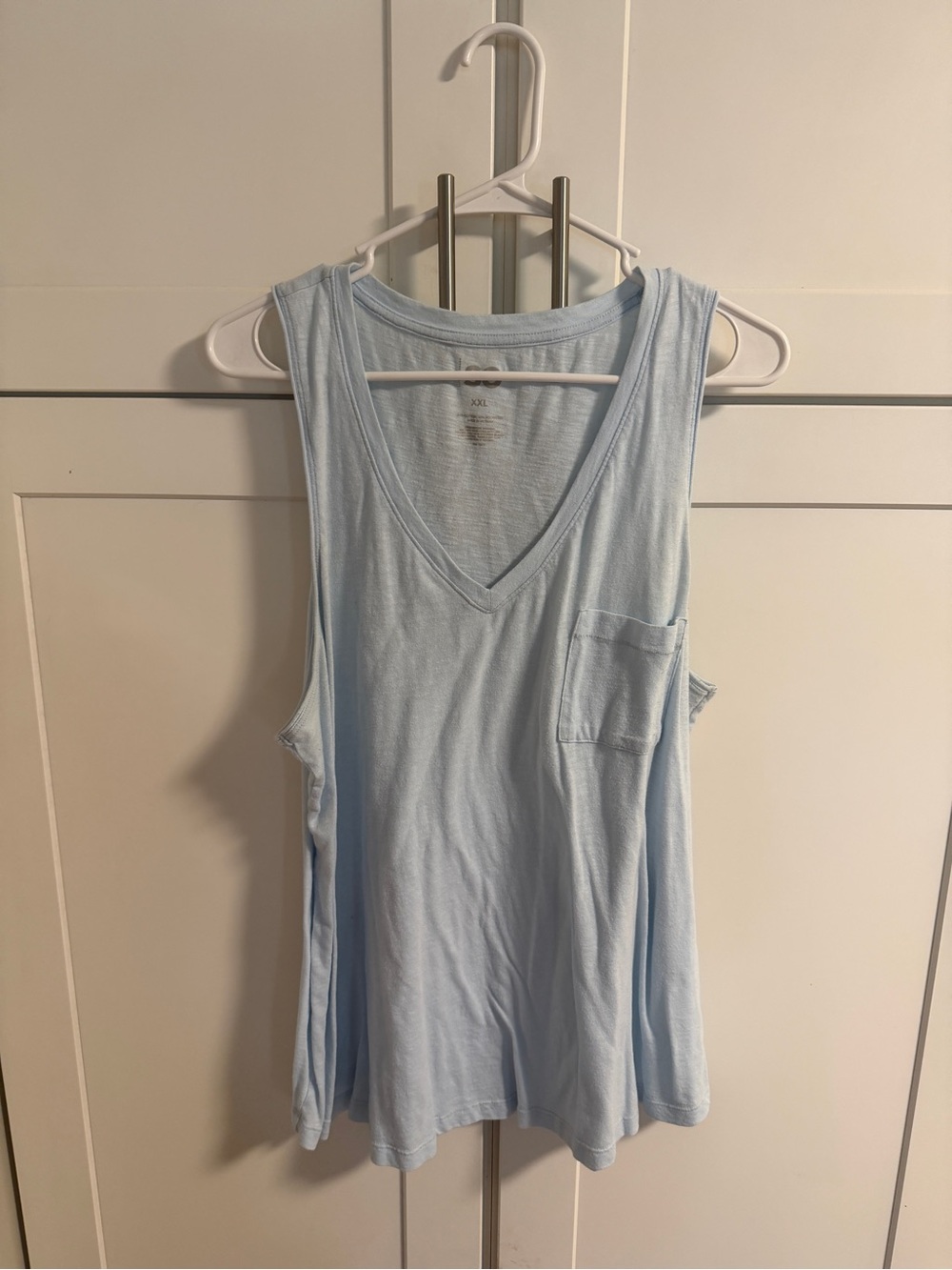 SO XXL Light Blue Oversized V-Neck Pocket Tank Top